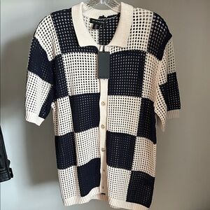 Men's Casual Knit Checkered Shirt - Navy and Cream art of rhetoric
